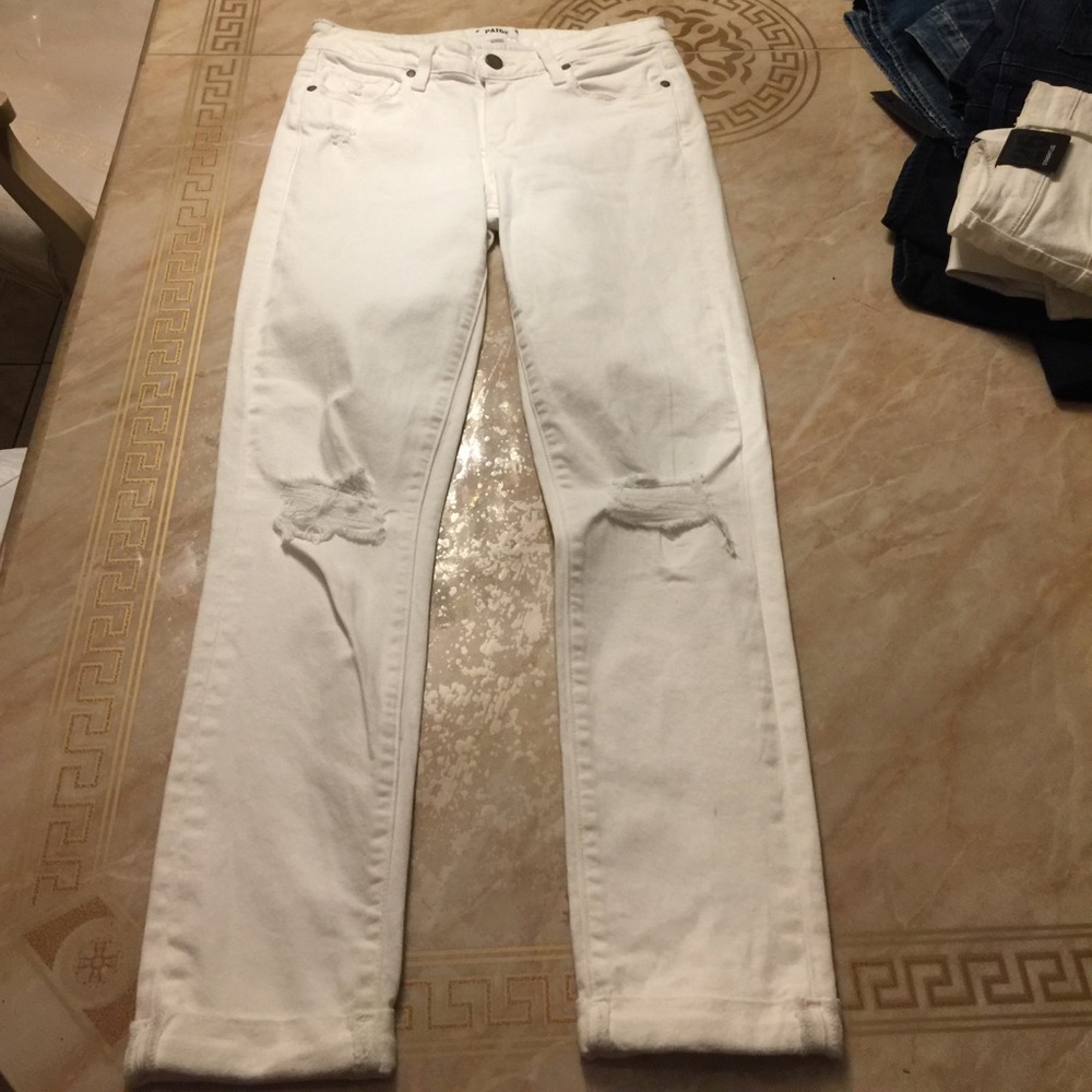 Paige jeans skyline crop distressed